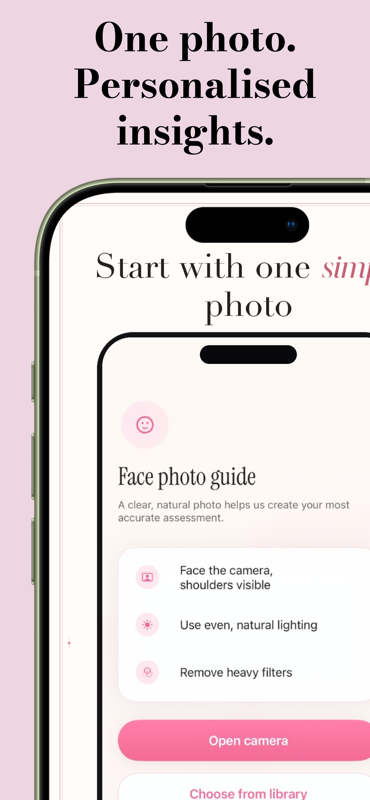 Naturally Her face photo guidance screen